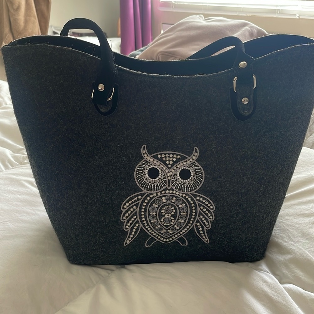 Handmade wool tote from Austria with owl stitching. Never worn!